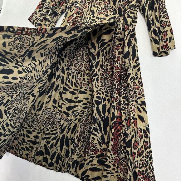 Go Fish Wrap Dress Womens XXL Animal Print Midi Rayon Mobwife Artsy Boho - Picture 2 of 13